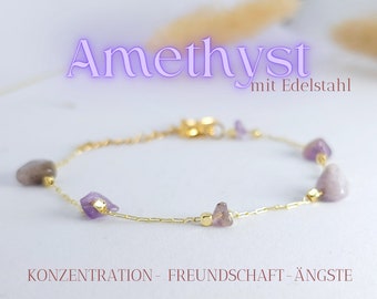 Amethyst Freundschafts Armband | Kristall Heilstein Ängste | Edelstein Halskette | Spiritueller Schmuck | Steine | Esoterik | Geschenk |