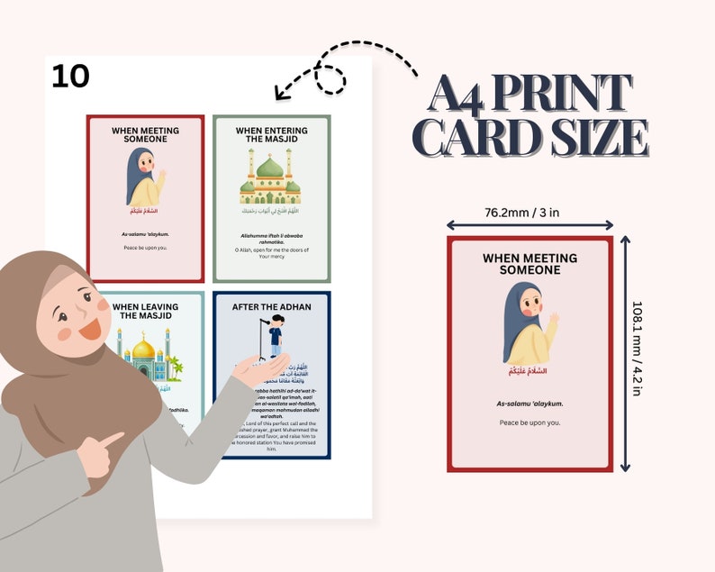Islamic Kids Dua Cards Printable Set - 32 Supplications for Daily Duas ...