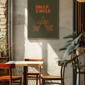 Retro 'linger Longer' Cozy Home Dining Room Wall Art, Printable Modern ...