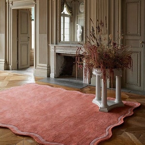 Scallop Border-Modern Hand Tufted Rug Made With 100 % Wool for Bedroom, Living Room, Kitchen, Hallway.