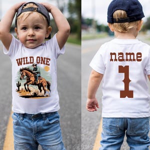 Primeiro aniversário de cowboy PNG - Nome personalizado Camisa de primeiro aniversário de cowboy PNG - Download digital para crianças Pedido personalizado