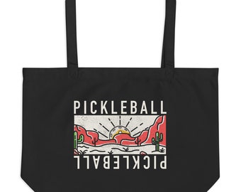 Verontruste Pickleball Sunset Tote, Pickleball Bag, Gedrukte Tote