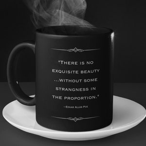Edgar Allan Poe Black Mug, Dark Academia Mug, Literary Mug, Goth Kitchen Decor, Goth Mug, Goth Gift for Him, Gothic Gift for Her Coffee Mug