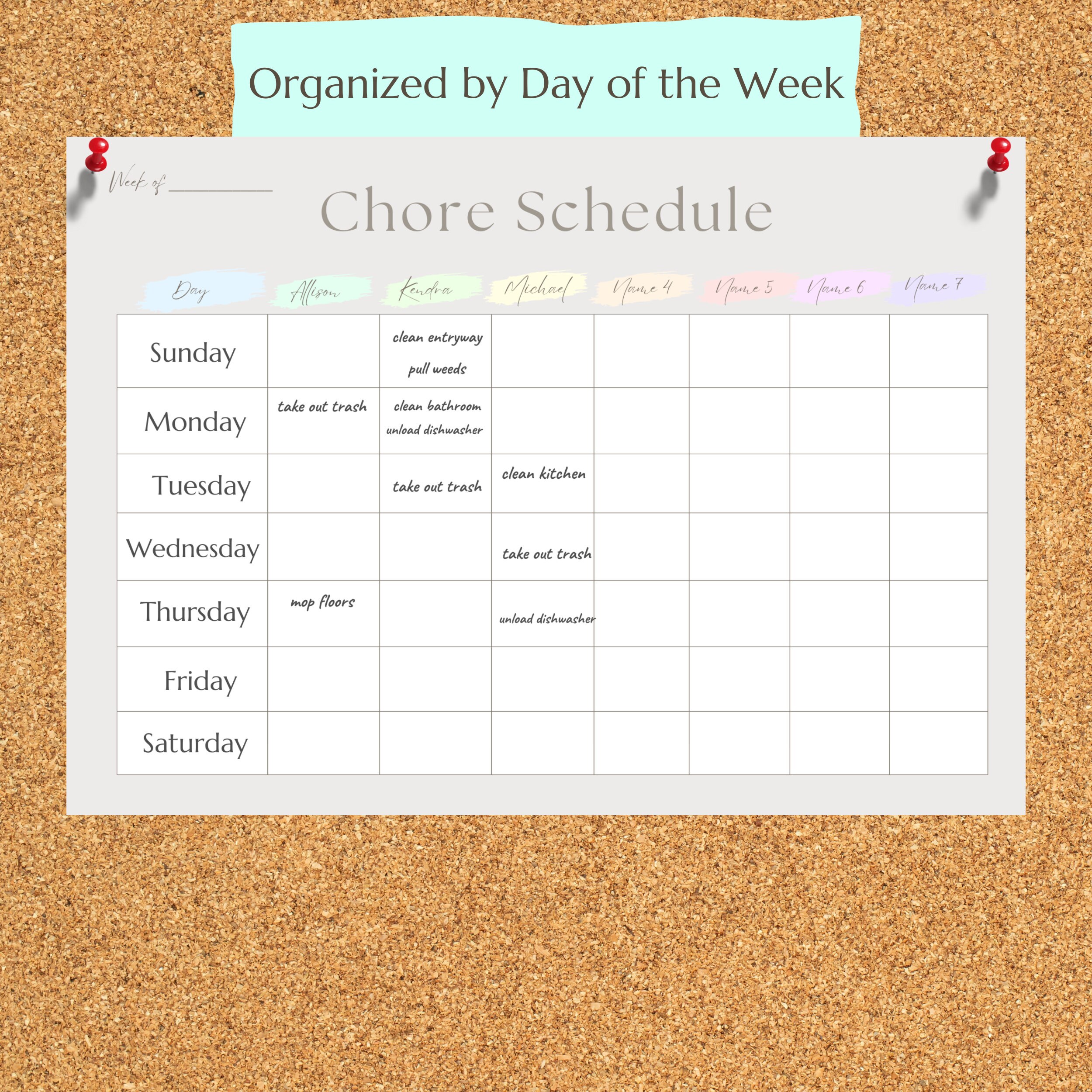 Family Chore Chart Printable PDF, ADHD Chore Chart, Adult Chore Chart ...