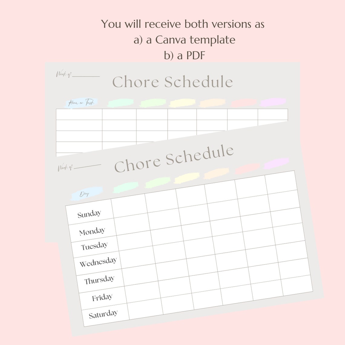 Family Chore Chart Printable PDF, ADHD Chore Chart, Adult Chore Chart ...