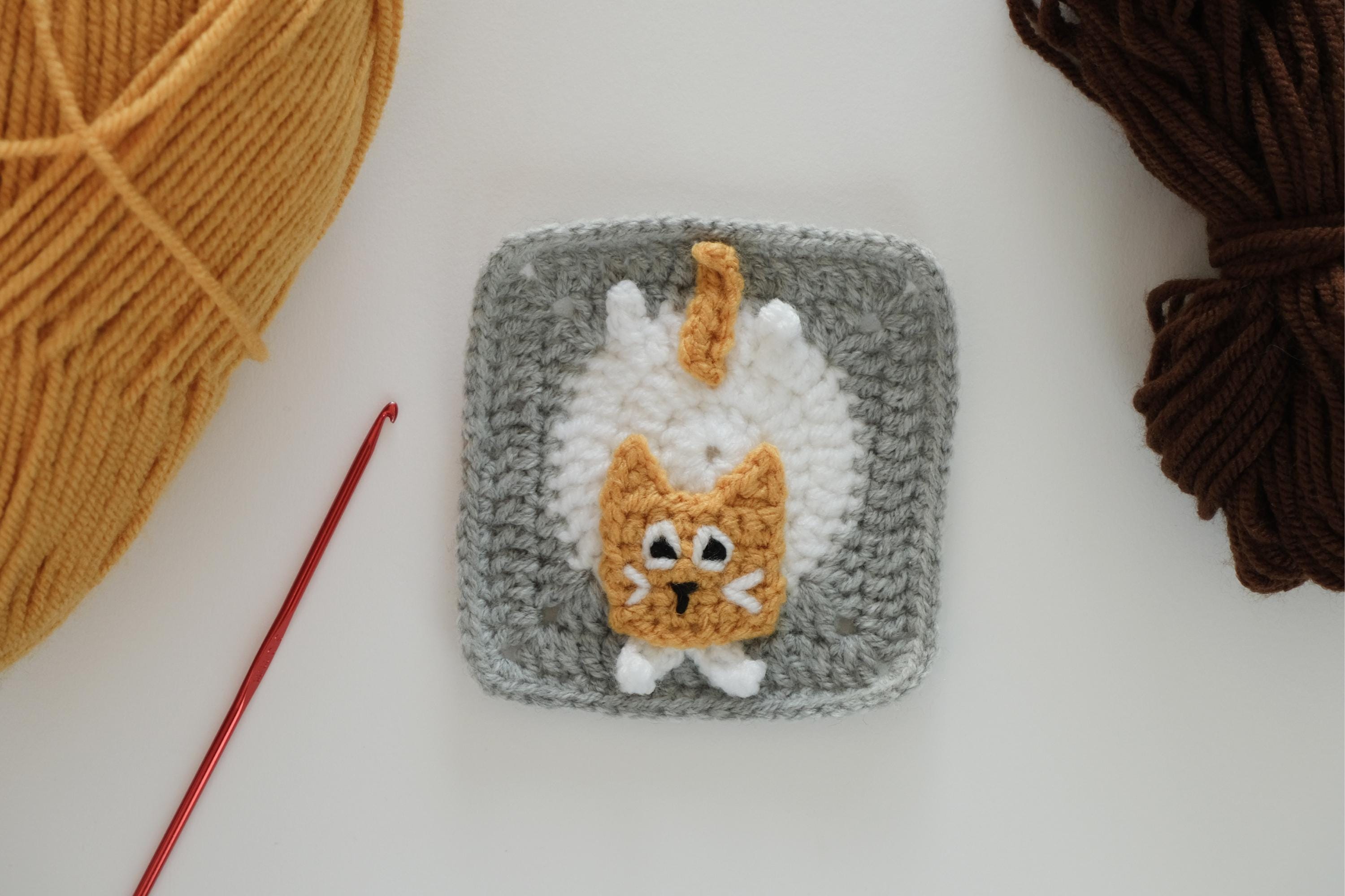 30 3D Crochet Patterns for Texture, Shape, and Standout Handmade Projects 32 3D Cat Granny Square