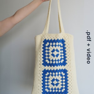 Crochet Granny Square Tote Bag Pattern: Boho Style (PDF Pattern + Video Tutorial)