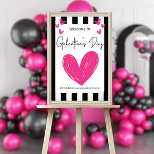 Galentine&#39;s Day Welcome Sign | Valetine&#39;s Day Party Sign | Valentine Decor | Galentine  Printable | Instant Download Editable Template V1