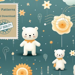 Baby seamless pattern - 7 green designs - Printable digital paper - Ideal digital download for children's items