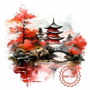 Japanese Wall Decor - Set of 4 Printable Prints for a Living Room Inspired by Traditional Japanese Art