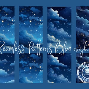 Ensemble de papier numérique ciel nuit bleue - 12 fichiers téléchargement usage commercial, ciel nocturne  artisanat numérique, Scrapbooking
