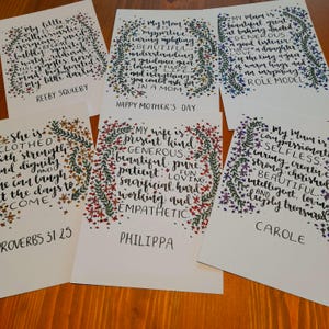 Gepersonaliseerd cadeau voor HAAR ~ Valentijnsdag, verjaardag, jubileum, vriendschap, aanmoediging (A6-formaat).  Handgeschreven geïnkt vers met bloemen.