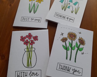 Spring flower pack with various greetings (A7 size, envelopes included)