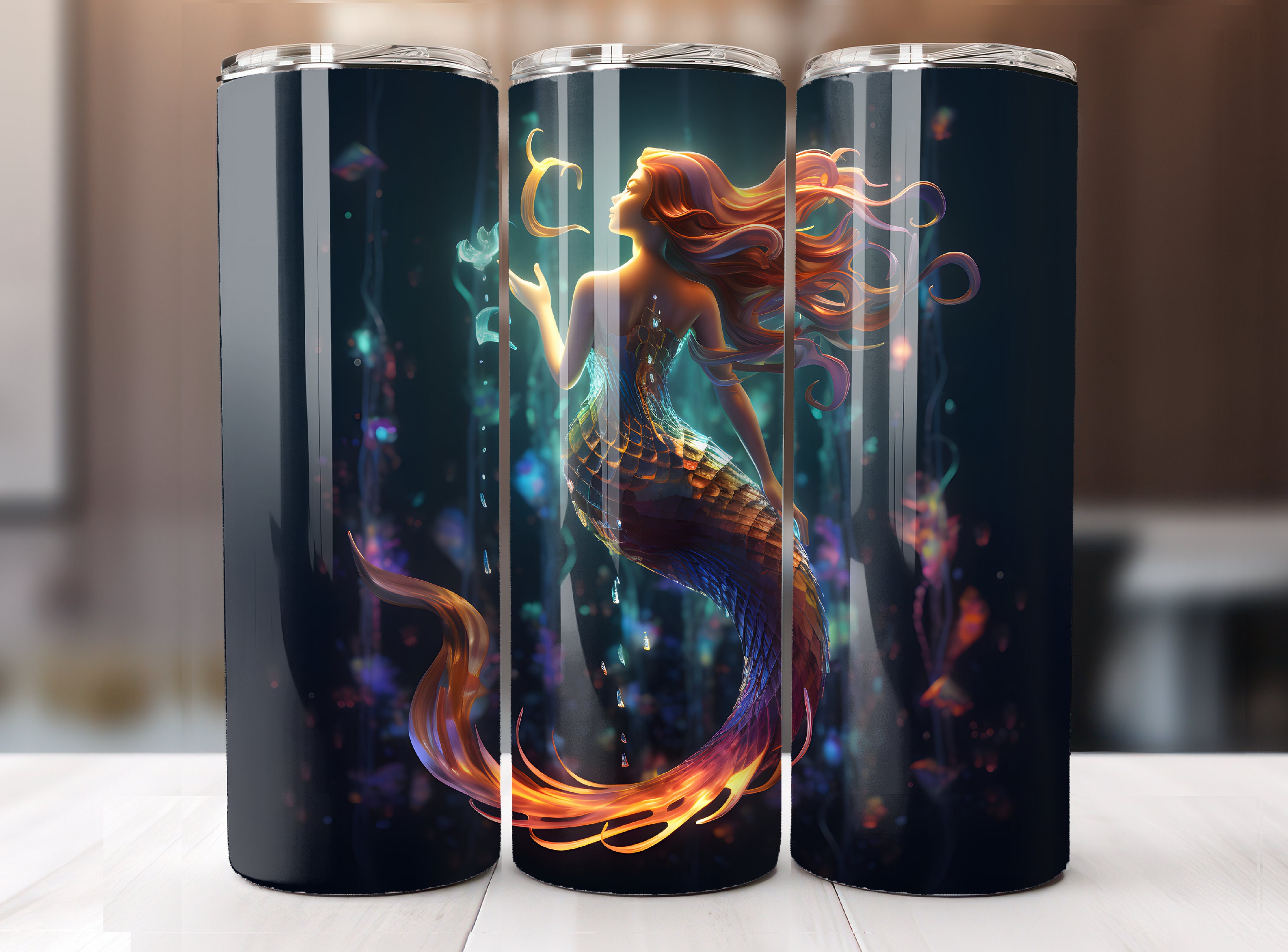 Pink Glitter Mermaid tumbler Stainless steel – Backwood-Designs-La