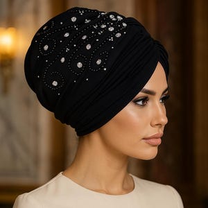 Black Turban Jeweled - Etsy display picture 1