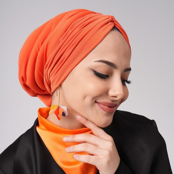 Turban turban pour femme, chapeau turban doux et extensible, turban en soie, turban froncé, joli turban, turban confort, cadeau chapeau turban