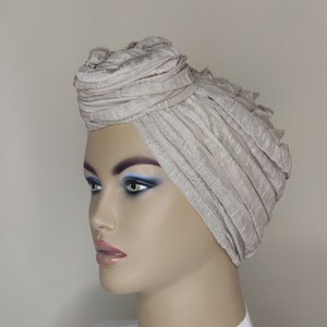 Beige  Turban Pretied Turban Headwrap,Stretch Spandex Turban,Chiffon Turban,Jersey Knit Turban