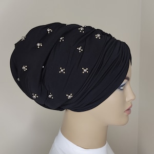 Luxury Turban Hat PreTied Turban Silk Turban Pretied Headwrap Pearly Turban Stretchy Headwraps  Women Turban Wraps,Turban hat gift