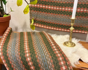 1800s Norwegian Hallingdal åkle wall Hanging / Rug tapestry / table runner. Hand Woven cabin / farmhouse, nature plant colors