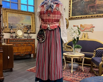 Norwegian bunad with silver set! Handmade / handwoven folk costume. Hand embroidery wool, nature plant colors, solid silver, folkart