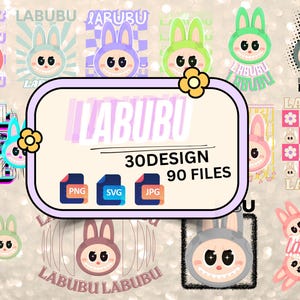 Diseños de Labubu SVG, Labubu PNG, Sublimación de Labubu, Diseño de camisetas, Personajes monstruosos, Archivos de corte SVG, Descarga instantánea, Labubu, Labubu lindo