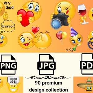 225 Files Emoji  || Emojis Emoji PNG Smiley ||Cute Emoji Bundle: Over 90Adorable Emoji Designs for Crafts and Personalization