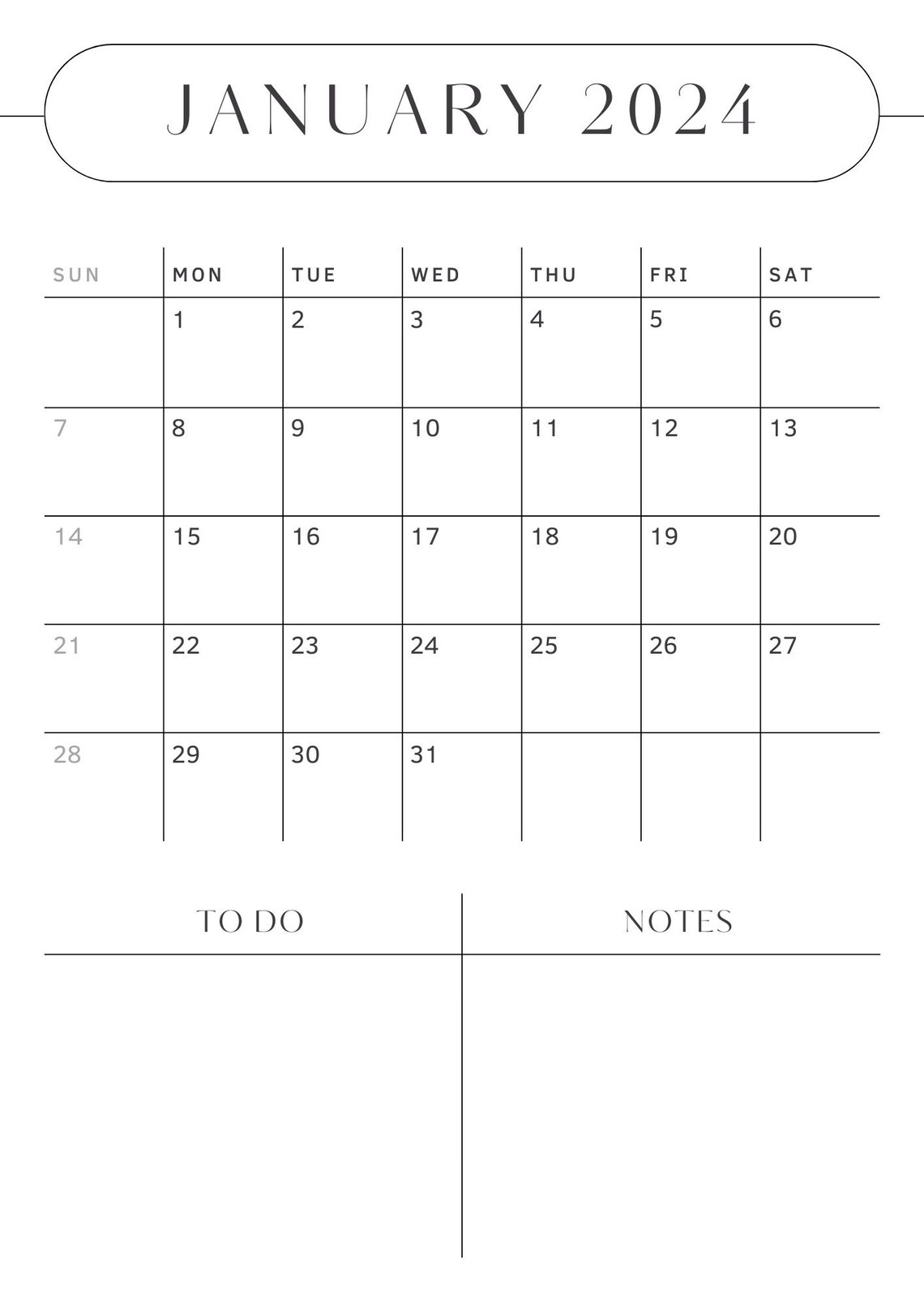 2024 Lined Printable Calendar Portrait Floral Greenery Etsy