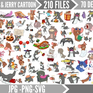 Tom and Jerry Bundle  Digital Download High Quality  Svg, Png70 +Bundle Layered SVG, Cut Files Tom & Jerry Svg Bundle