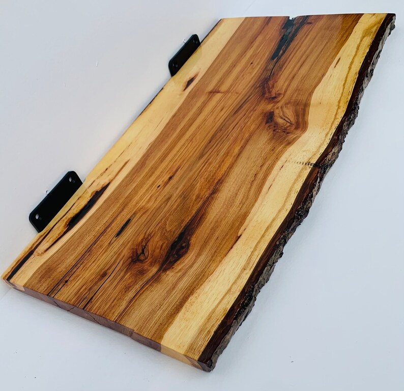 Live Edge Hickory Floating Shelves 2pack Etsy