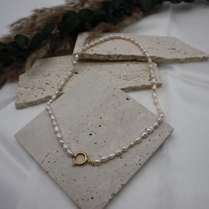 Pearl Choker Necklace – 40 cm Gold Clasp Pearl Jewelry for Women – Stainless Steel, Nickel-Free Gift for Her