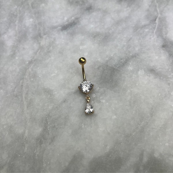 Golden belly button piercing, length 10 millimeters, made of gold-plated 316L surgical steel/plated brass