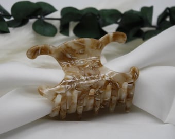 Large beige marble hair claw stylish strong non slip hair clip accessory for women elegant trendy gift for her modern chic style