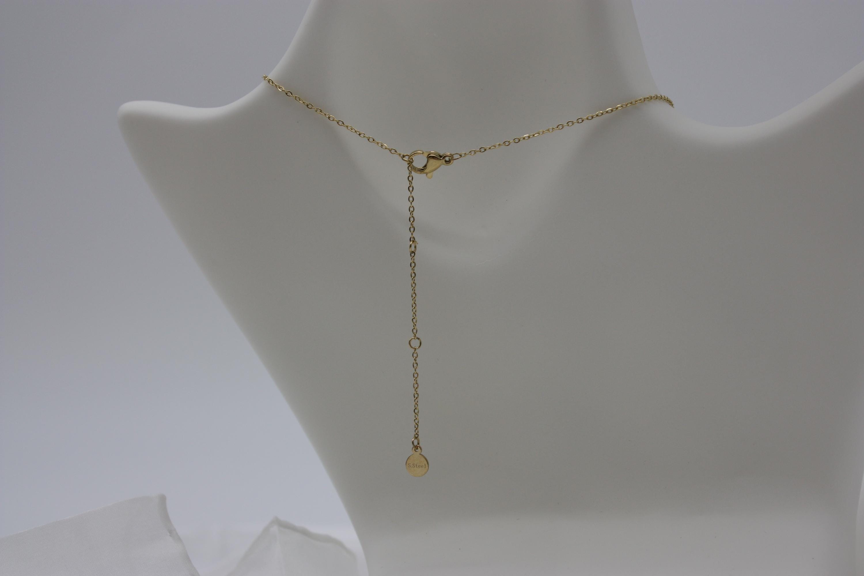 ホワイトクローバーペンダントネックレス、ゴールドチェーン、14K