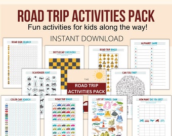Road Trip-activiteiten voor kinderen, Road Trip-spellen voor kinderen, speurtocht afdrukbaar, autospellen, reisprintables, familievakantiespellen
