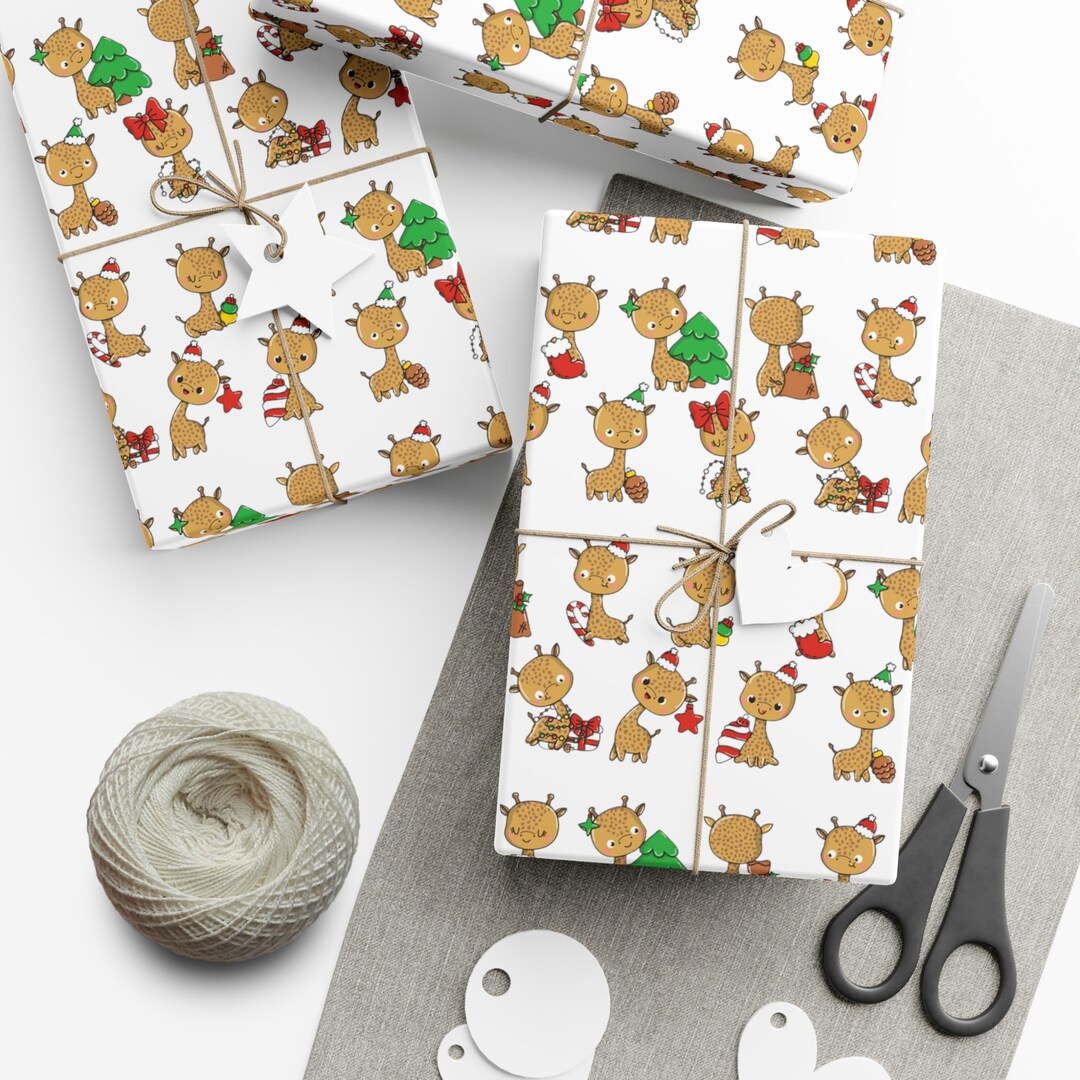 Giraffe Wrapping Paper Kawaii Wrapping Paper Cute Animal Etsy