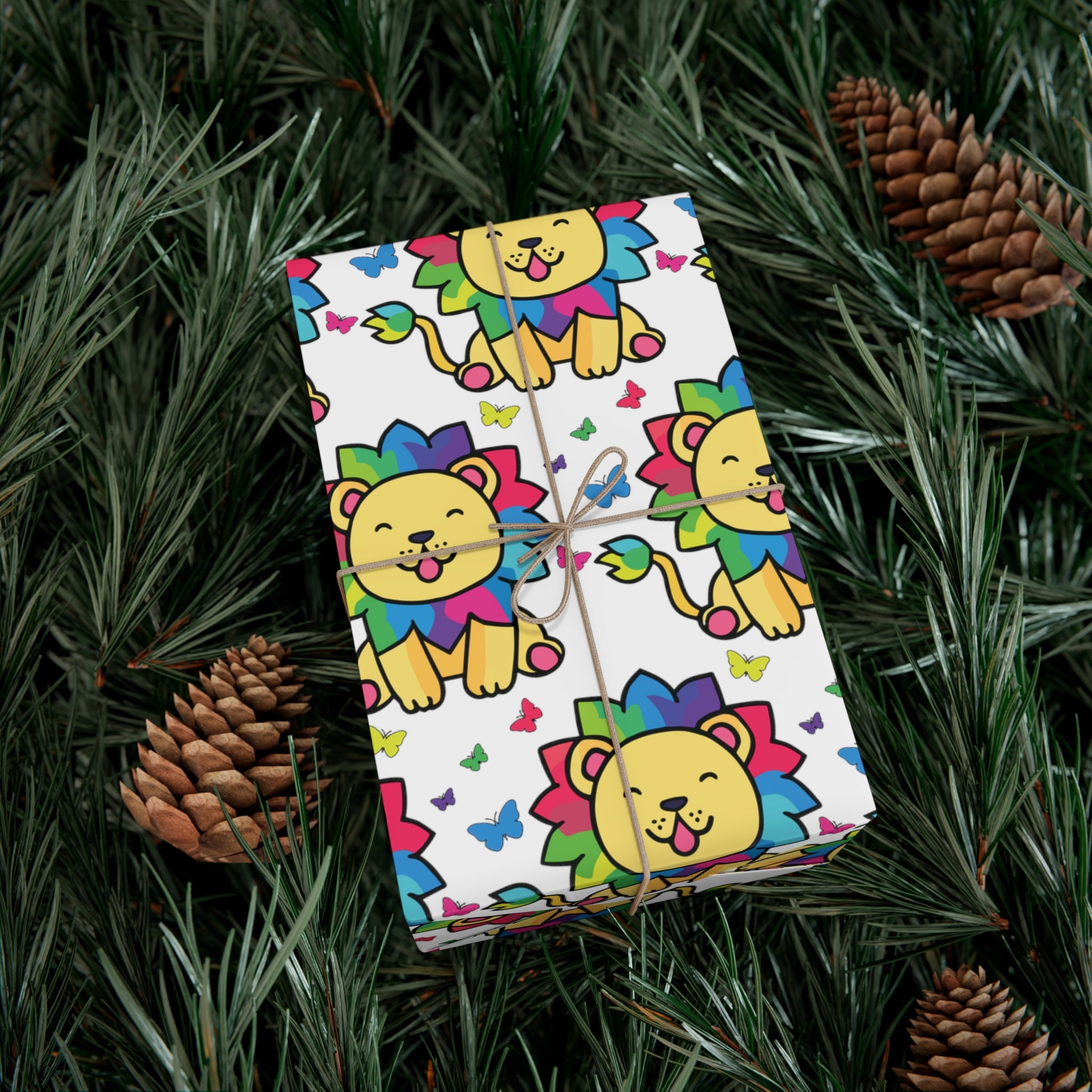 Baby Lion Wrapping Paper Kawaii Wrapping Paper Cute Animal Etsy
