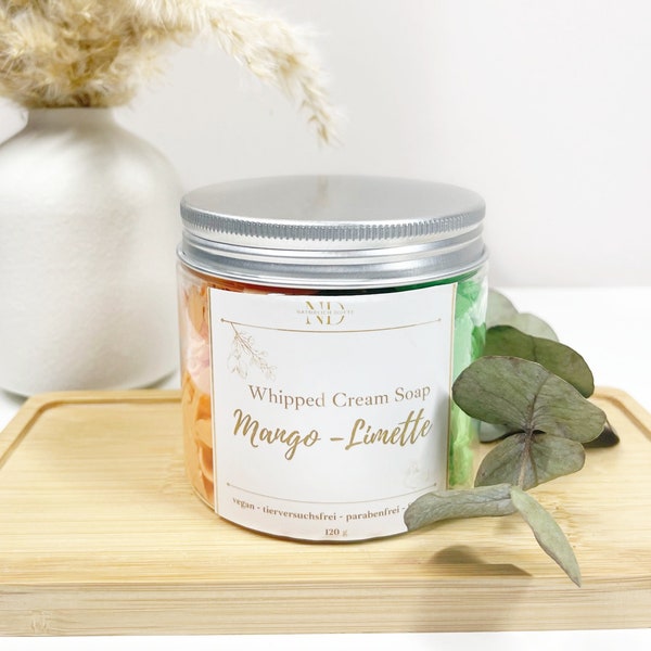 Dusch- und Badebutter, Schlagseife, Whipped Soap, 120g, Mango-Limette, vegan