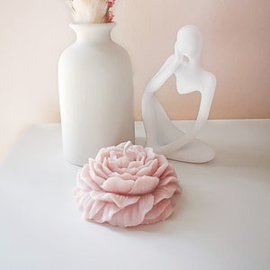 Peony, rose candle, pink, with or without fragrance, vegan