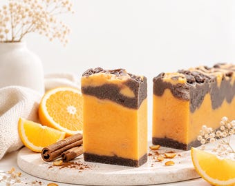 Natural Orange Cinnamon Soap, Olive Oil Soap, 100g, Handmade Soap, Vegan Scented Soap, Autumn Soap, Self-Care Gift