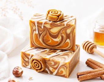 Naturseife Zimt Honig Haselnuss, Warme Herbstseife, Handgemacht, Kleine Auszeit,  Selfcare Geschenk