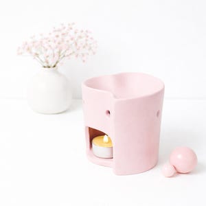 Herz Duftlampe Rosa Keramik, Wax Melt Burner für Duftwachs und Duftöl, Aromalampe, romantische Duftlampe, Bundle Option