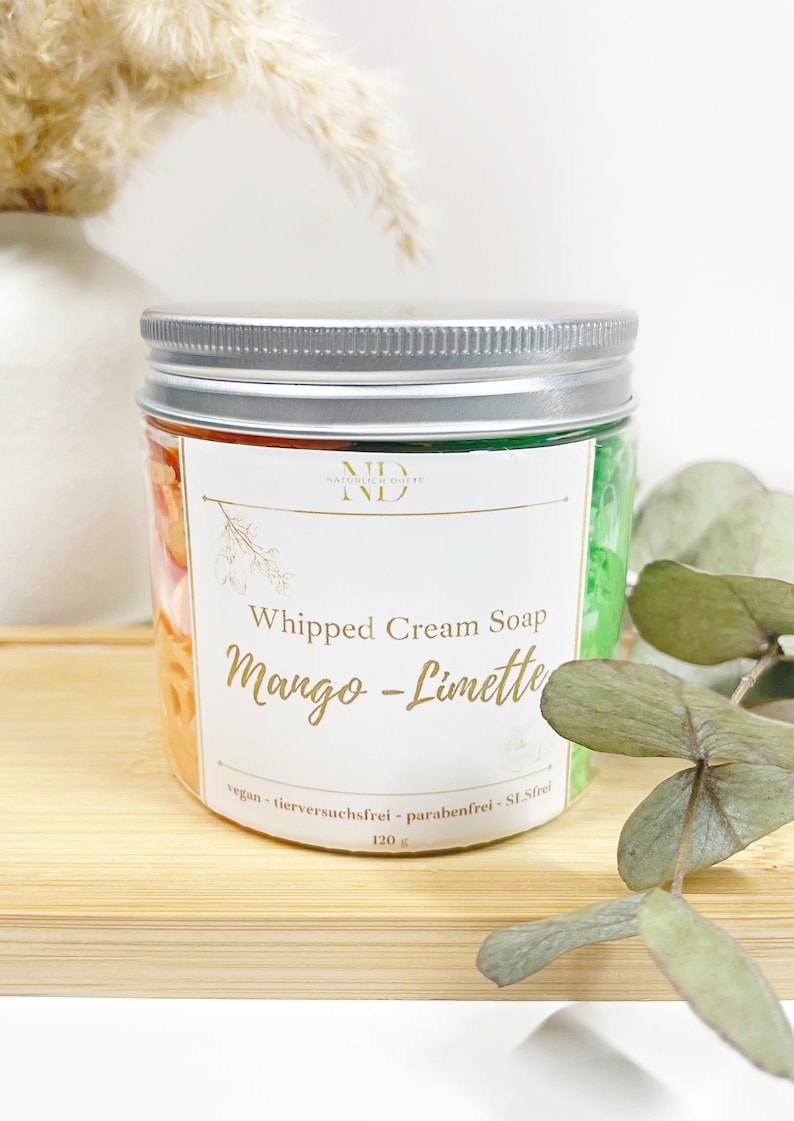 Dusch und Badebutter, Schlagseife, Whipped Soap, 120g, Mango-Limette, vegan Bild 2