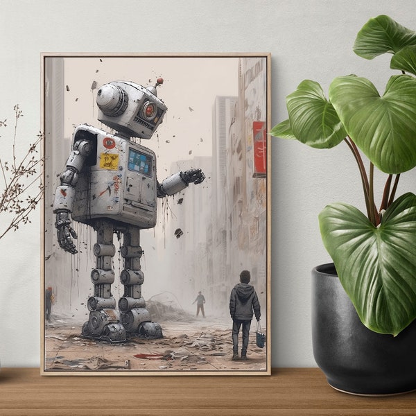 Future Robot, AI, Technology, Printable Wall Art, Banksy print, Banksy style, Graffiti Art, Street Pop, Art Print, Digital Download