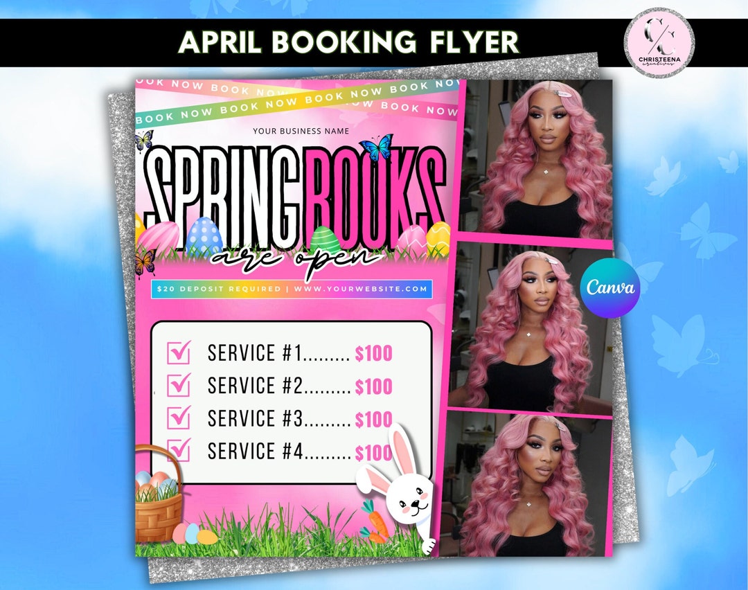 2 April Booking Flyer, Easter April Hair Makeup MUA Lashes Locs Braids ...