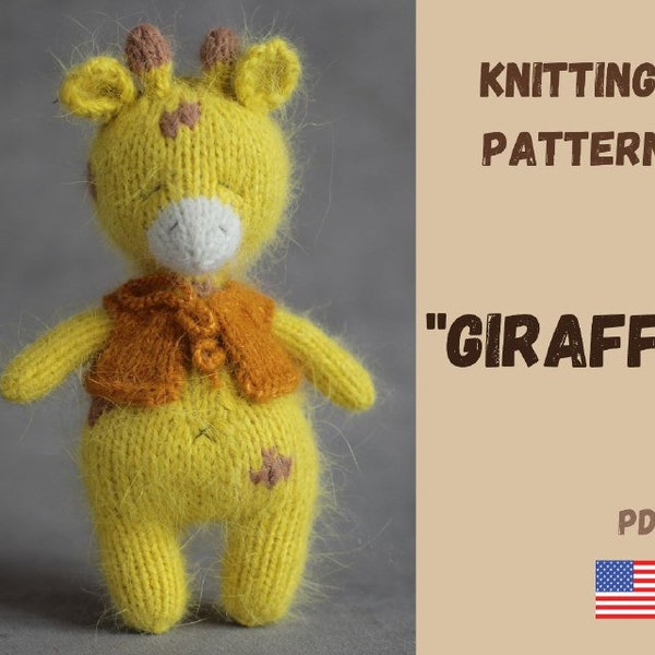 KNITTING PATTERN of stuffed animal giraffe toy, Soft handmade knitted giraffe toys, Small knitted giraffe, Newborn toys pattern