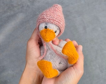 Stuffed goose toy, Knitted animals, Teddy goose, Handmade toy, Baby gift, Ready toy