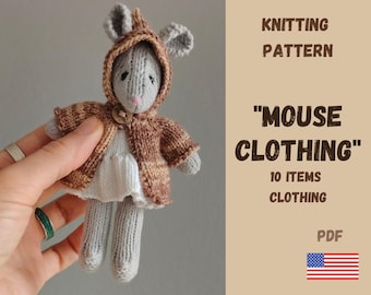 Knitting Pattern: Dollhouse Mouse Clothes, 10 Items (PDF Pattern)