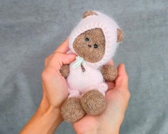 Soft knitted Teddy bear, Bear Toy in clothes, Handmade Gift, Ready Toy, Unique Gift, Stuffed Bear Toy