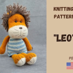 Knitted Lion Toy Pattern: Leo in Clothes (PDF file)