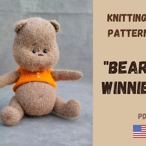 Teddy bear Knitting Pattern, Knitted teddy bear, Toy pattern, Knitting instructions, Pdf, Knitting Tutorial, Knitting doll pattern